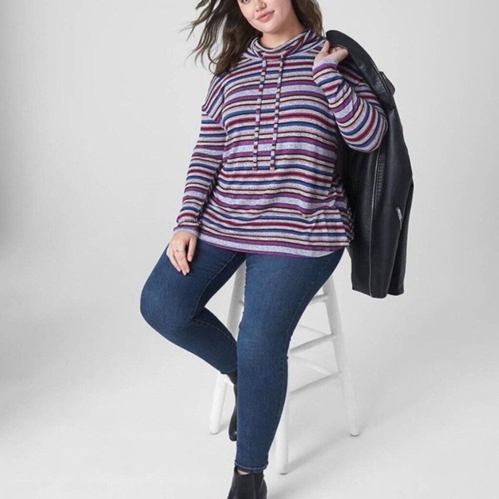 Lane Bryant Classic Funnel Neck Tunic Top Womens Size 18/20 Abbey Stripe New